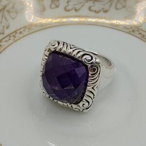 ATI Amethyst Statement Ring in Sterling Silver size 10